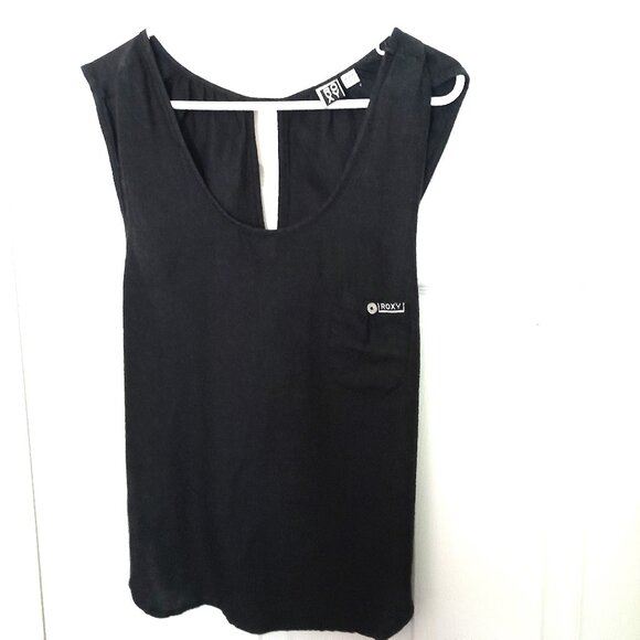 ROXY Swimming Tank Top Women’s Black Polyester Stretch Shirt Size M - Picture 1 of 4